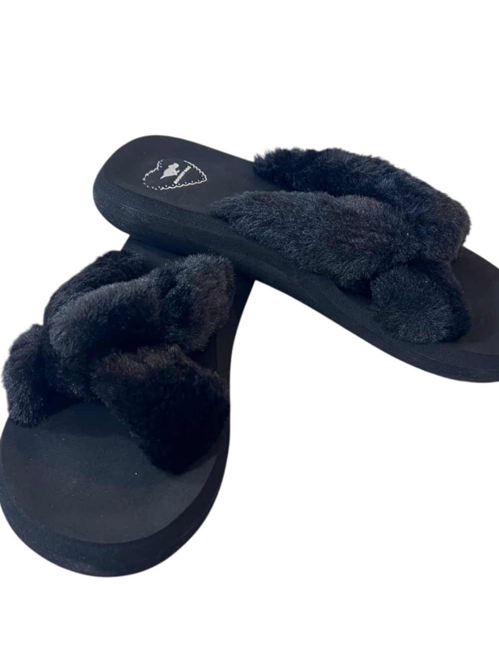Rocket Dog Slade Winette Fur Slides Sandals Womens New Black